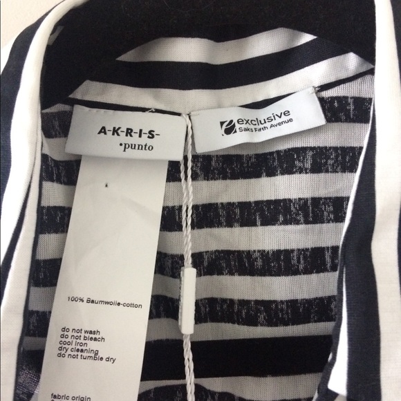 Sold..Akris Punto Black White Striped Shirt Size 8 - Picture 7 of 8